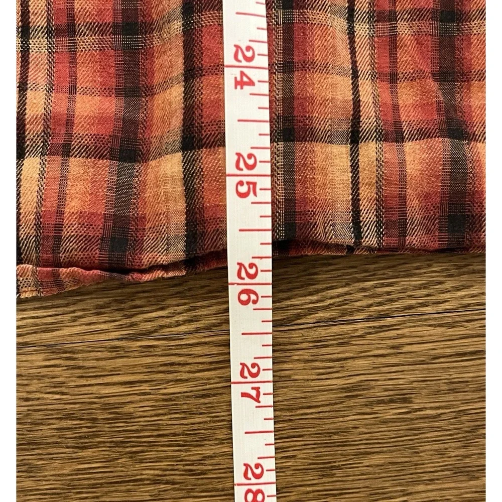 Pendleton Womens 100% Cotton Red Orange Plaid Long Sleeve Shirt Medium - Picture 9 of 9
